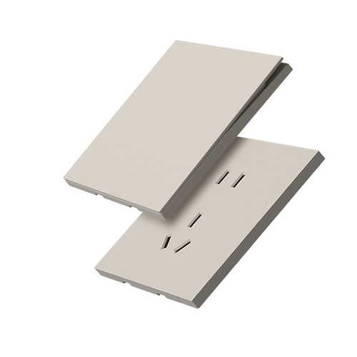 Wholesale matte large plate wall socket concealed ultra-thin two-three-pin five-hole cream gold frameless skin-feel switch panel