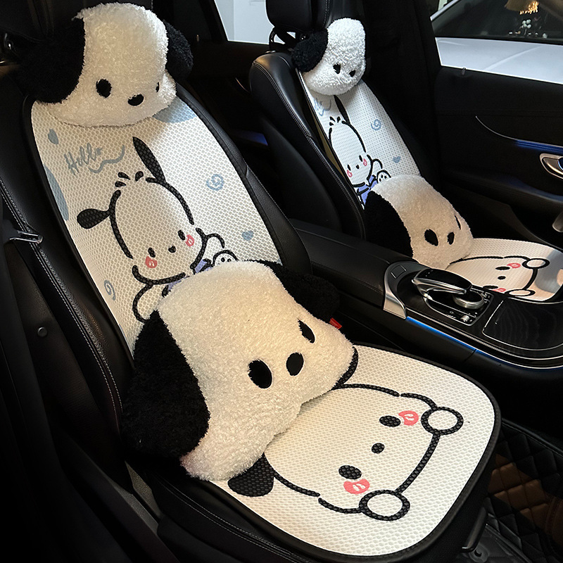 パチャドッグカーシートクッション、オールシーズン対応ユニバーサルハーフカバーシートカバー、かわいい漫画の女性用シートクッション、夏用カーシートクッションシートカバー|undefined