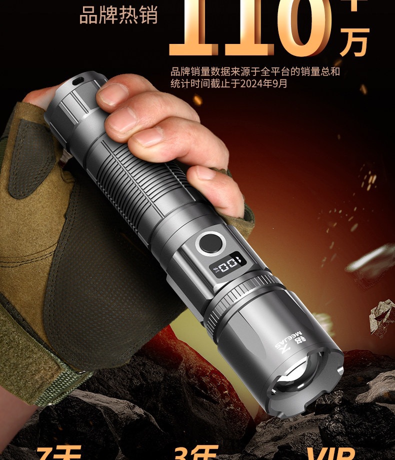 Mingjiu Tactical Laser Ultra-Bright Flashlight Rechargeable for Home and Outdoor Use, Long-Range, Compact, Portable, and with Ultra-Long Battery Life