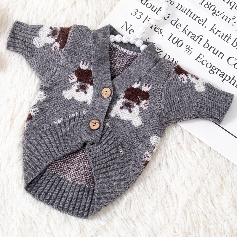 Dog Autumn/Winter Sweater Cardigan for Bichon Frise, French Bulldog, Siberian Husky, Pomeranian, Small Breeds, Cat Pet Clothes Fashion