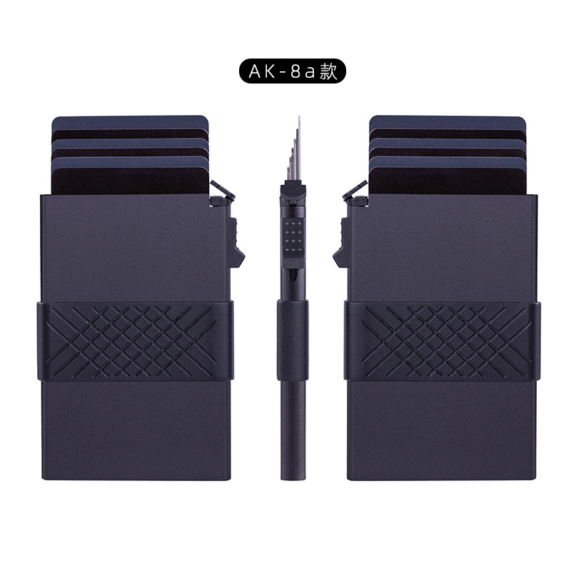 Cruz-frontera nueva caja de tarjeta de aleación de aluminio banda elástica billetera de los hombres de metal RFID anti-magnético titular de la tarjeta automática anti-robo