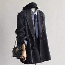 2025福利大衣女短款秋冬季加厚正肩毛呢西装小个子感羊毛呢子外套