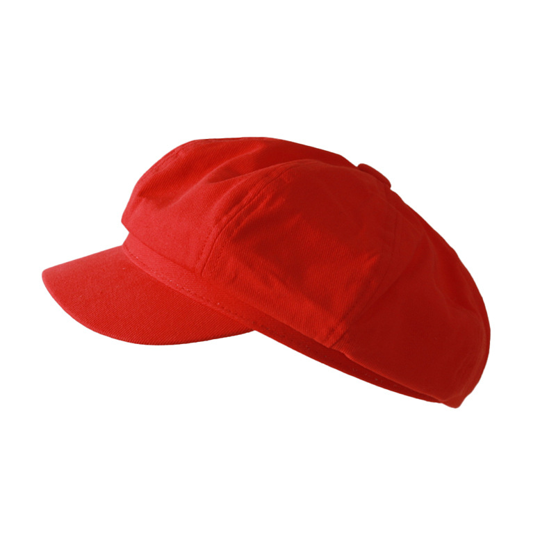 Tianjiandai delgada de algodón y lino de malla transpirable rojo octogonal sombrero de las mujeres de estilo coreano de moda japonés todo fósforo británico boina Retro