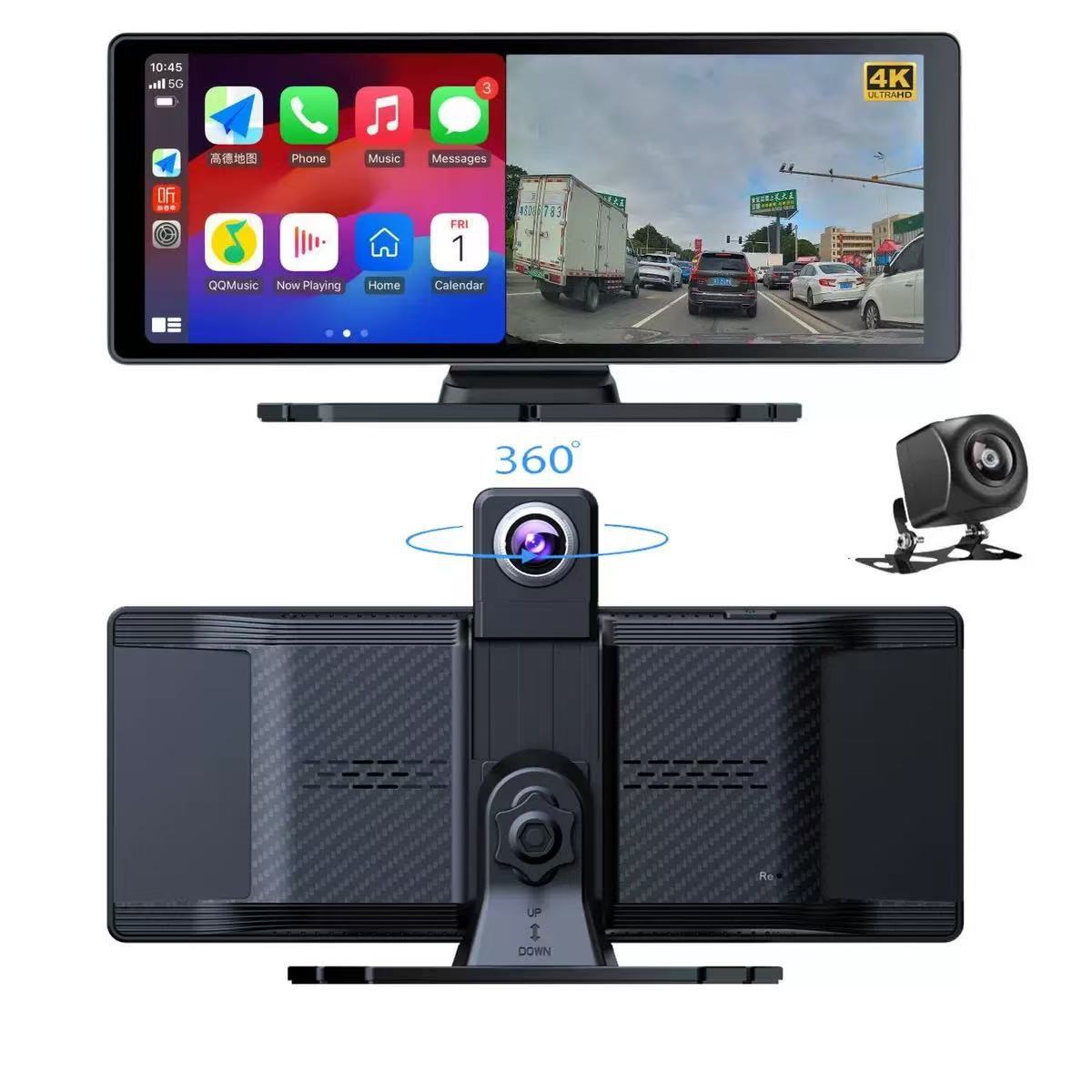 Cross-Border Carplay Driving Recorder Hd 4K Front and Rear Dual Recording Wifi Navigator Center Console Reversing Image