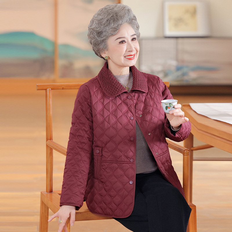 中老年人棉衣女奶奶春秋装外套轻薄棉袄60岁老人衣服70老太太上衣