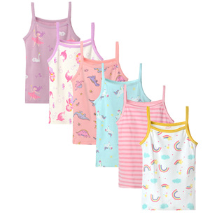 European and American Style Cross-Border Girls' Camisole Pure Cotton Small and Medium-Sized Baby Girl Cartoon Cotton Breathable Children's Clothing Camisole