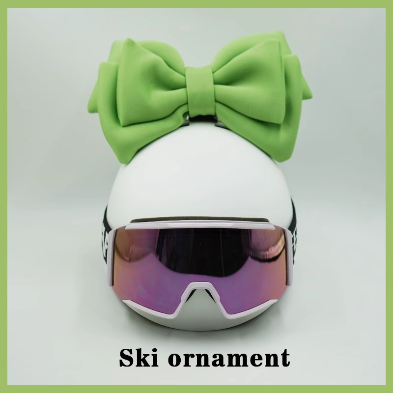 Avocado Green Double Layer Bow Motorcycle Helmet Accessories