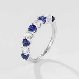 时尚轻奢镶钻简约S925纯银戒指女手饰品礼物蓝宝石指环批发货源