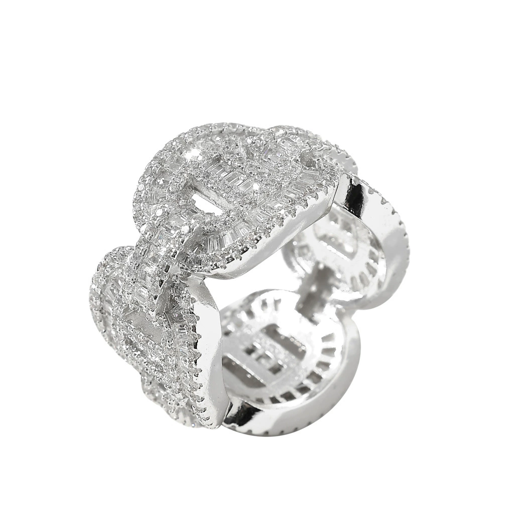 Ring hip-hop style, zirconium, accessory, European style