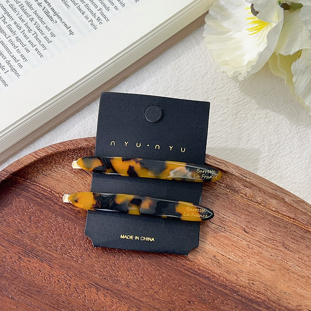 Horquilla de hoja de sauce de ácido acético estándar dorado, clip de flequillo de todo fósforo de moda, clip de una palabra, clip lateral de temperamento elegante, 2 horquillas