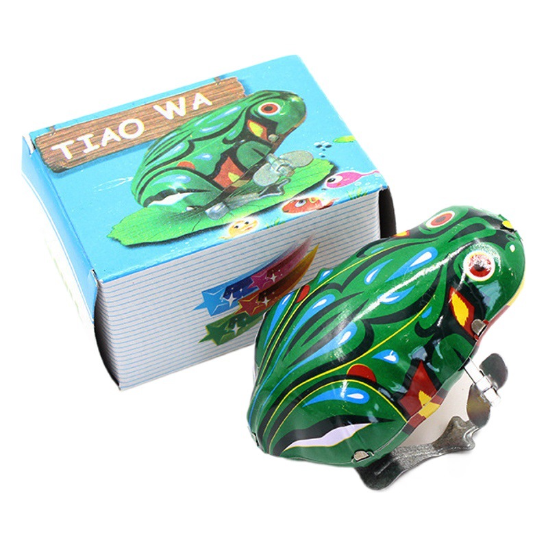 Post-80s Childhood Nostalgic Classic Chain Winding Tin Frog Chain Winding Frog Stall Toys Hot Sale