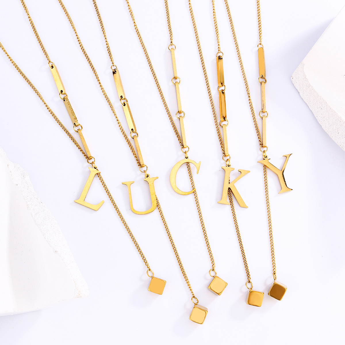 Minimalist Initial Letter Pendant Necklace For Women In Titanium_voghion.com