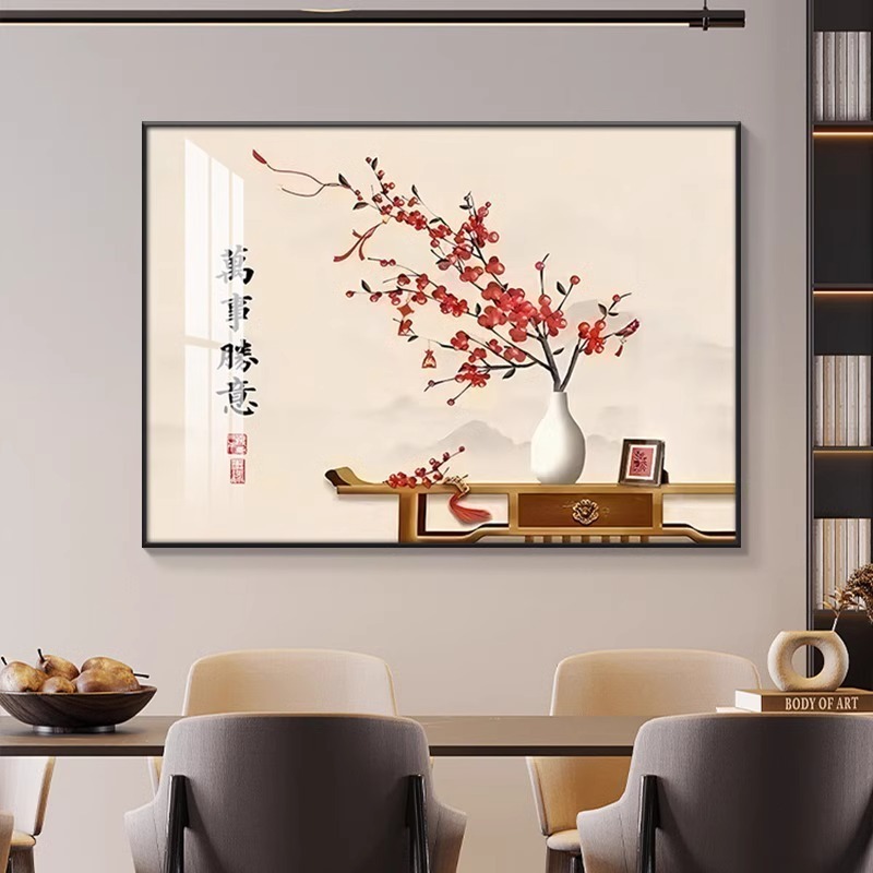 柿柿如意レストラン装飾絵画、意味のある良いダイニングルームの壁掛け絵画、ハイエンドのシングルリビングルーム絵画、新しい中国風の壁画|undefined