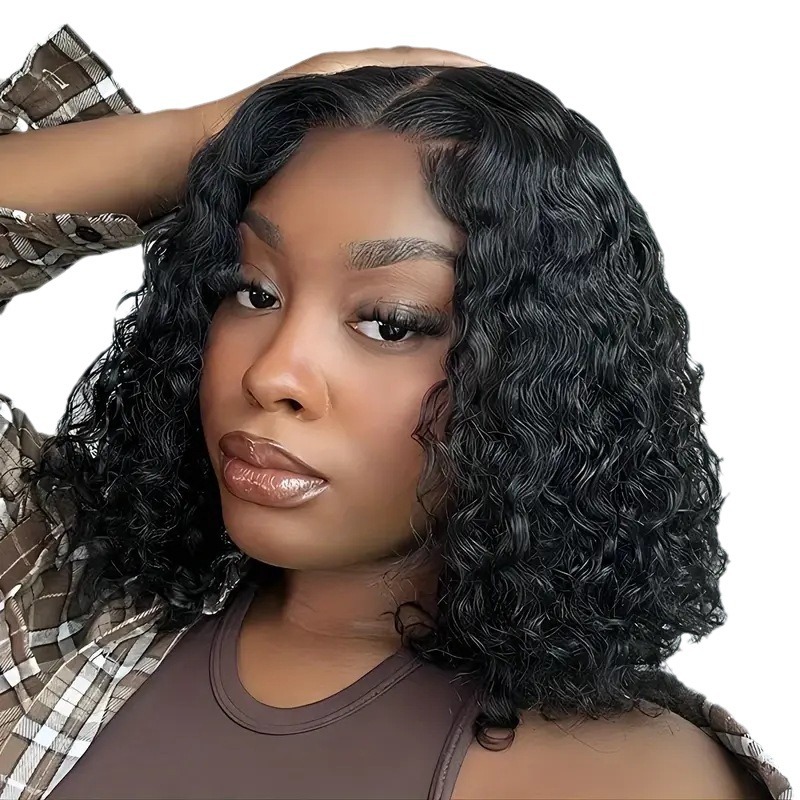 Amazon transfronterizo encaje delantero pequeño Pelo Rizado nuevo corto de las mujeres Pelo Rizado cabeza cubierta mullida moda natural cubierta de la cabeza completa