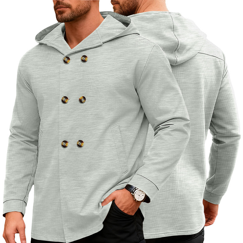 Transfronterizo Amazon comercio exterior ventas calientes Europa y América hombres de estilo largo delgado chaqueta con capuz casuales deportivos de color sólido chaqueta hombre