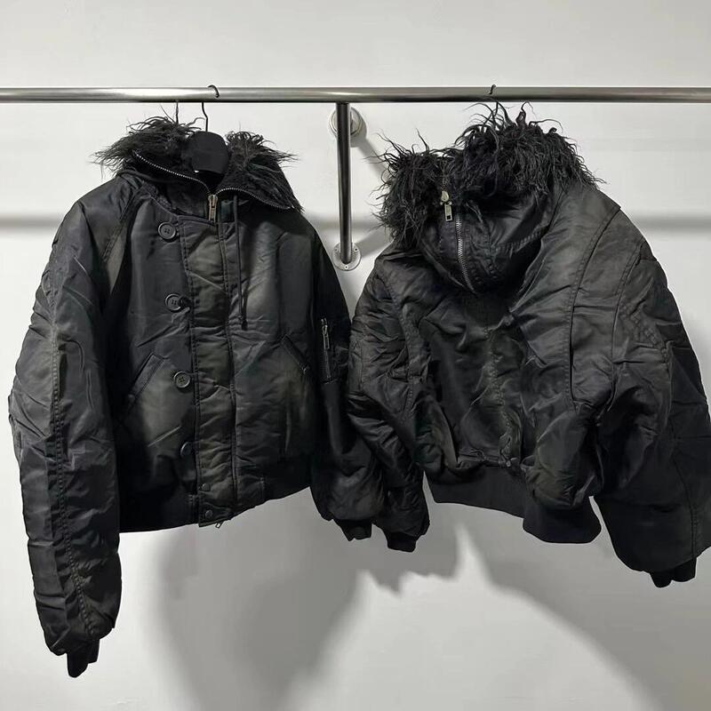 Grailz Project G/R Bombing N3B Distressed Fur Collar Cotton Jacket Vintage Warm Flight Jacket