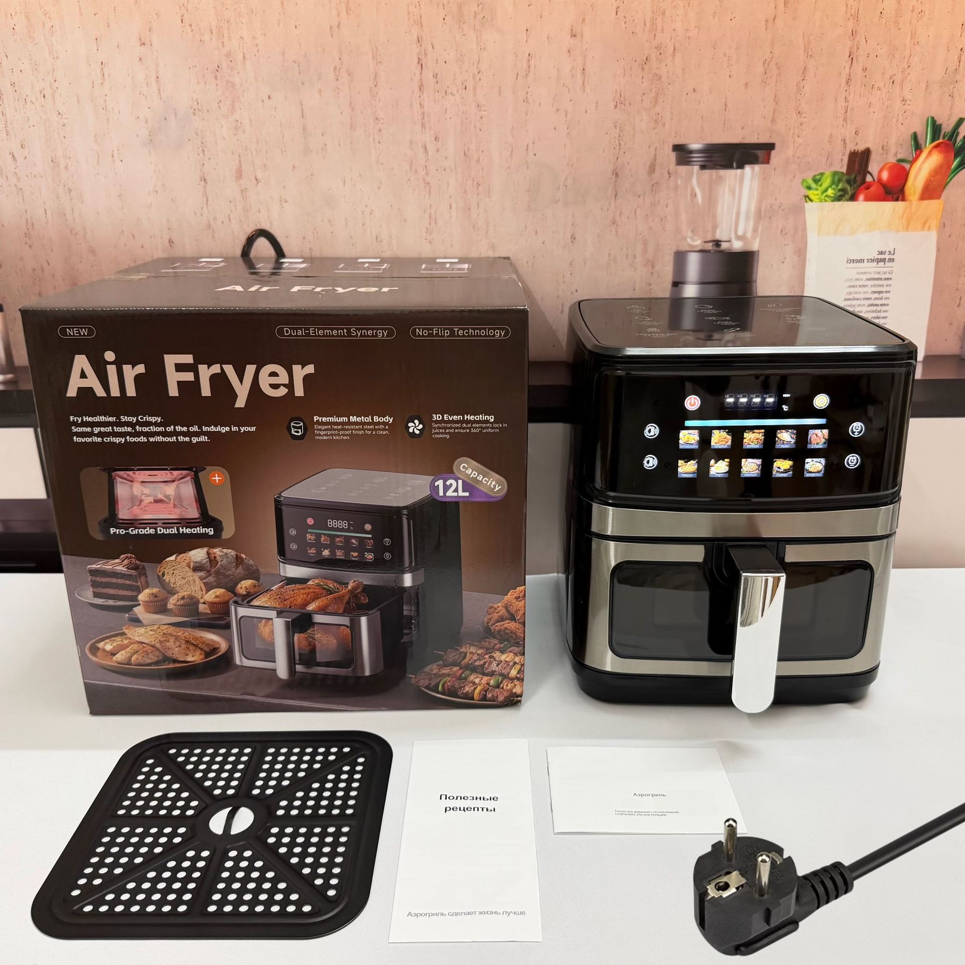 8L Hava Fritözü Çok Fonksiyonlu Akıllı Dokunmatik Ekranlı Fırın Büyük Kapasiteli Hava Fritözü Elektrikli Fritöz Patates Kızartma Makinesi