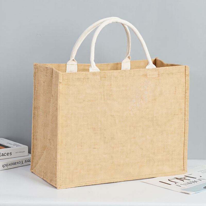 Linen Muji-Style Vintage Shopping Gift Tote Bag Made of Linen and Jute Linen Muji-Style Vintage Shopping Gift Tote Bag Made of Linen and Jute
