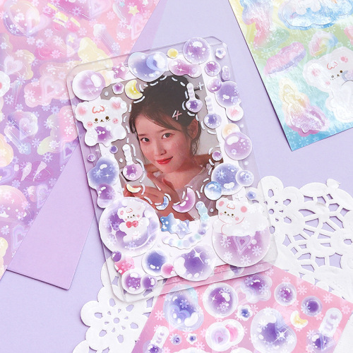 Message Star Bubble Gum Project Stickers Handbook Laser Gu Card Stickers DIY Decorative Stickers 2 pieces in 6 styles