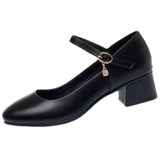2026 nuevos zapatos de baile de talón medio zapatos de diamante cuatro estaciones cuadrados un cierre temperamento de zapatos de trabajo de talón alto