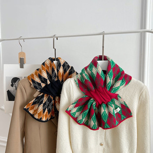 Short Cross Knitted Wool Scarf Women's Winter Korean Style Fashion All-match Couple Student Thickened Warm Neck Trendy