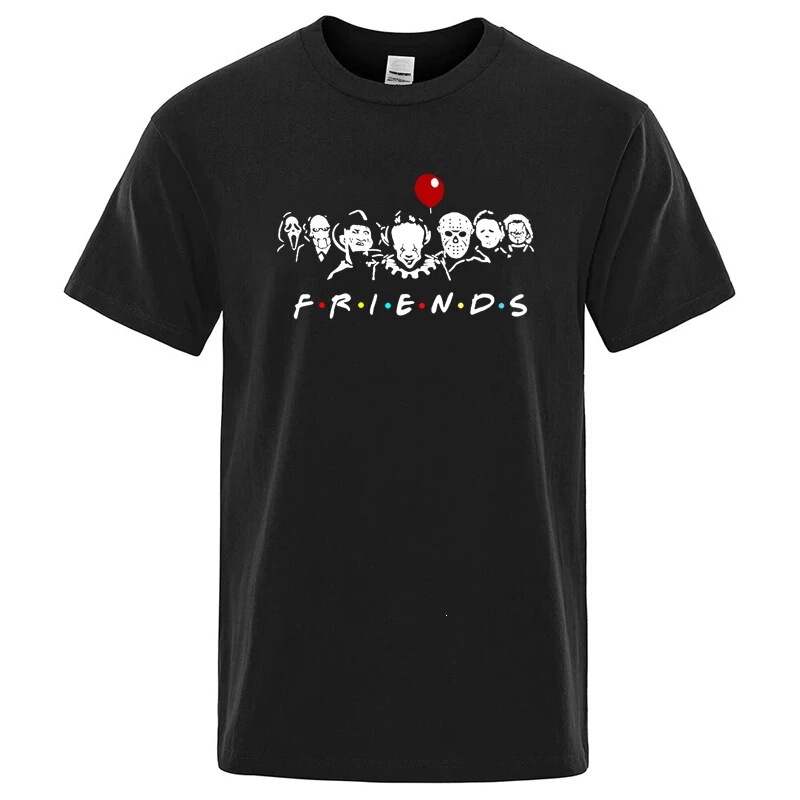【Cross-Border European Size】Men's High-Quality T-Shirt, Fun Friend Print T-Shirt, Loose Fit for Summer