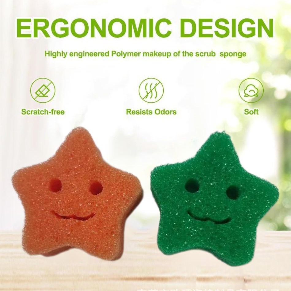 跨境热销可爱五角星形状感温海绵擦，厨房清洁擦，可做任意形状