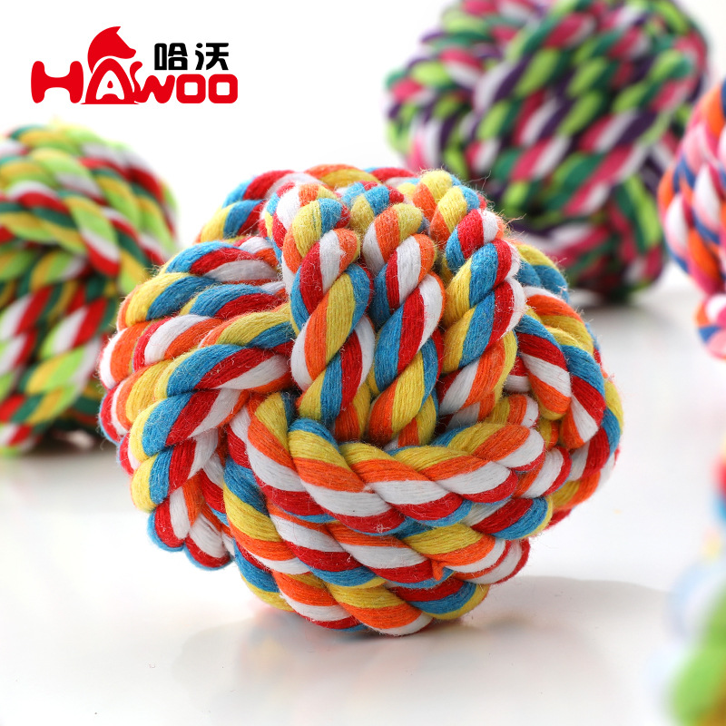 Cuerda de algodón grande bola trenzada bola de algodón bola al por mayor perro molar diente limpieza cuerda nudo juguete cuerda nudo cuerda mascotas suministros
