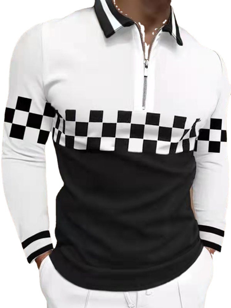 2021. gada rudens partijas krāsu raibu rakstu polo krekls vīriešiem, ikdienas, brīvs, lielizmēra, garām piedurknēm_voghion.com