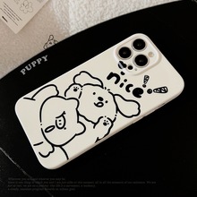 适用iphone17promax线条小猪狗狗手机壳13苹果11硅胶16防摔15软套