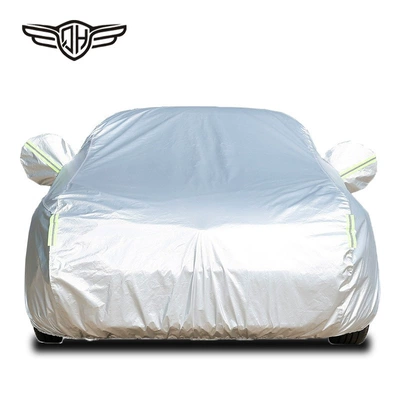 Car Garment in stock Cross-border DuPont Oxford fleece-lined Sunscreen Waterproof Heat Insulation Cover All-season Universal Car Cover (Car clothing) - 2s-hatchback-small-size-395170150cm-aluminum-film-silver