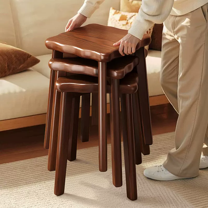 实木凳子家用可叠放方凳板凳木凳子中古餐凳圆凳椅子换鞋凳木头凳