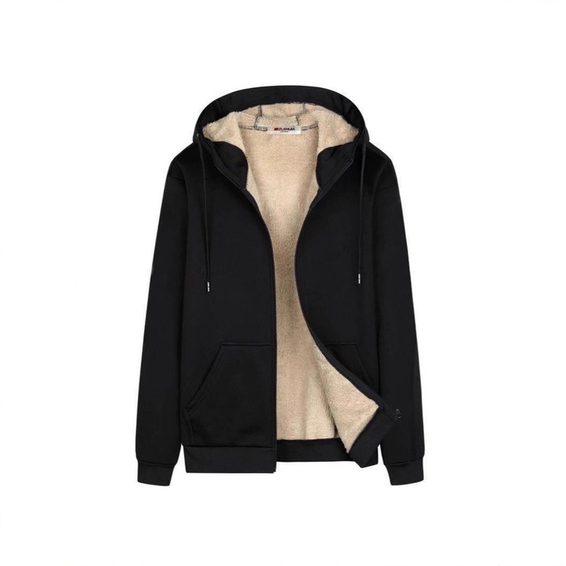 Autumn and Winter Velvet Thickened Men's Tops Casual Pure Color Hooded Cashmere Jacket Men's Zipper Sweatshirt Autumn Style Men Autumn and Winter Velvet Thickened Men's Tops Casual Pure Color Hooded Cashmere Jacket Men's Zipper Sweatshirt Autumn Style Men