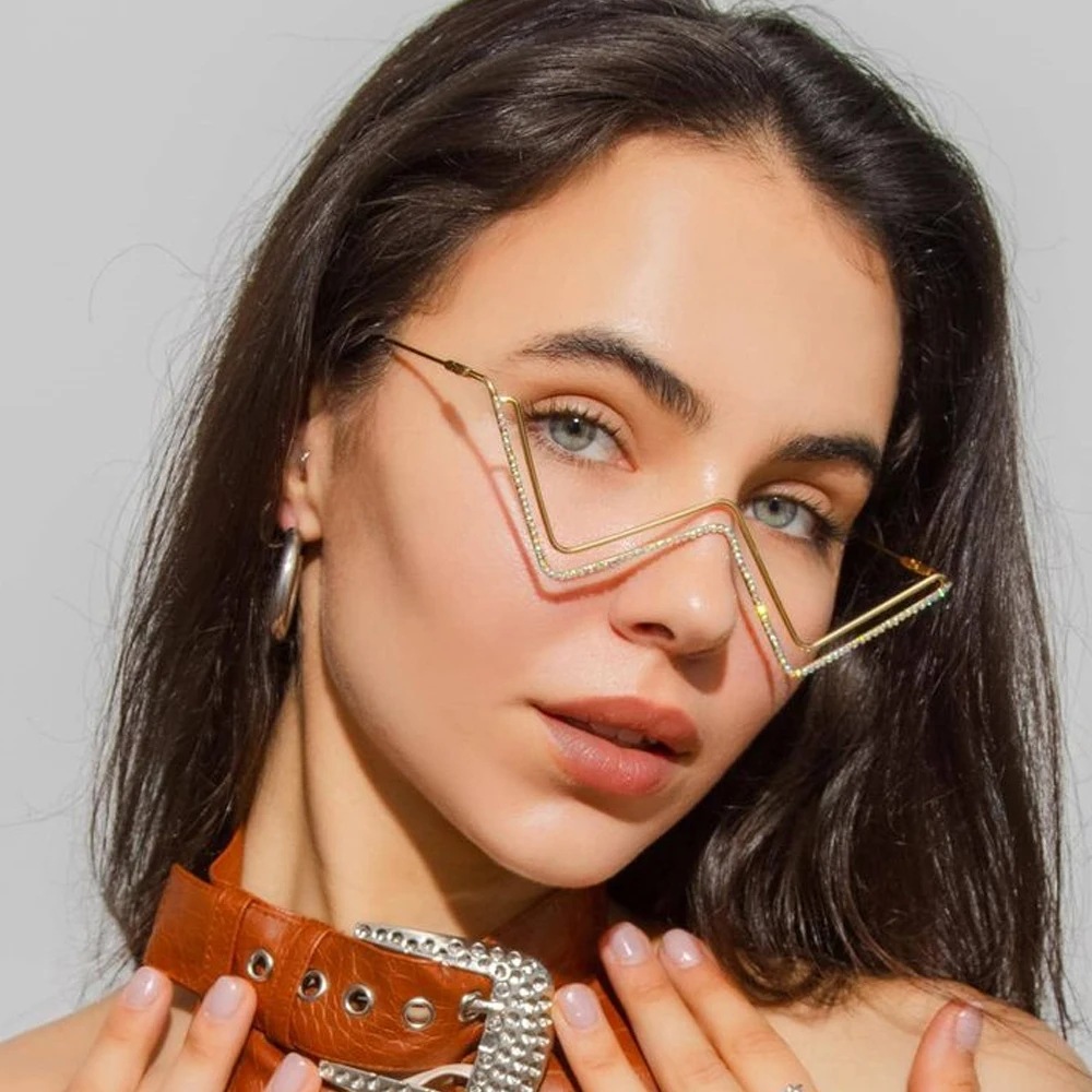 Nuevo marco de gafas metálicas transfronterizas marco de gafas plegable de diamante sin lentes marco de gafas femeninas