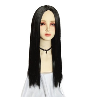 Black Mid-long Straight Halloween cos Wig Anime Wig