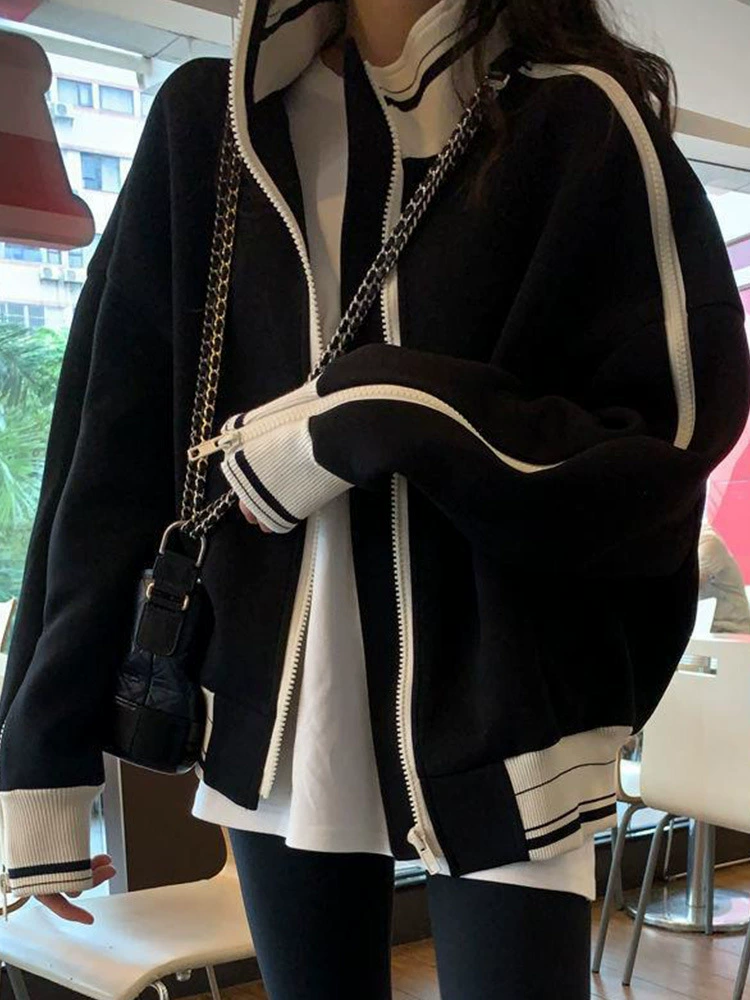 Черная демисезонная спортивная куртка в стиле Chanel для подростков, повседневная бейсбол-куртка