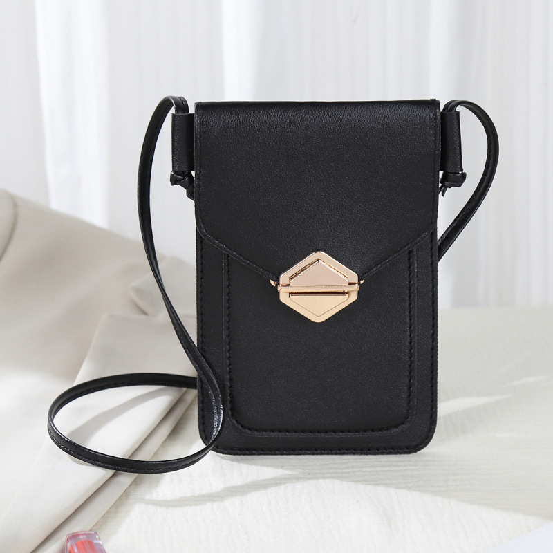 Bolso de moda de cadena de mujeres 2025, nueva versión coreana de botón de botón inclinado, bolso cuadrado casual de hombro sólido, bolso de cambio de teléfono móvil