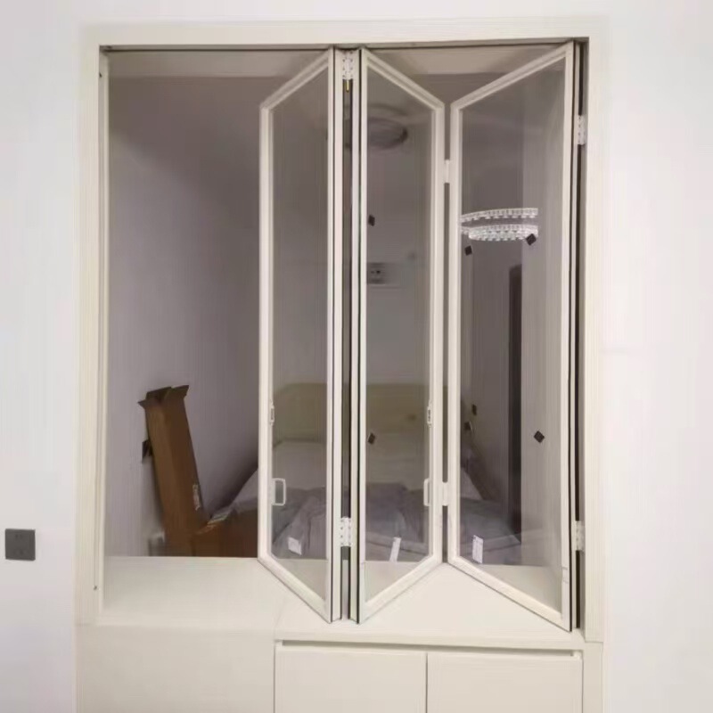 French-Style Retro Aluminum Alloy Folding Doors and Windows, Indoor Sliding Windows, White Minimalist Home Partition Doors and Windows
