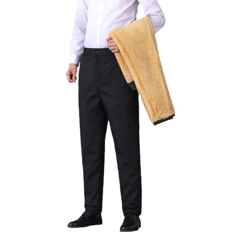 Зимние хлопчатобумажные брюки для папы надеть бархатные брюки для пожилых мужчин с высокой талией и утолщенные кашемировые повседневные брюки
