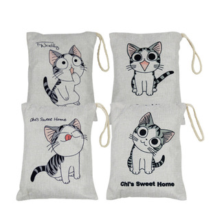 Chuan Feng | Home Car Dual-purpose Square Cartoon Cotton and Linen Bamboo Charcoal Bag 500g Cartoon Pattern Random Four Pack CF-
