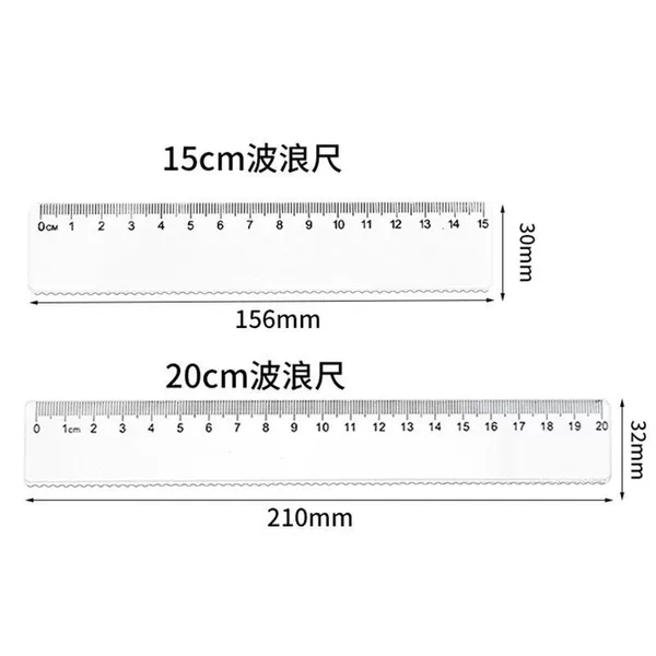 Flat Flap Pocket Pants 15cm 20cm Wave Ruler Stationery Bag Accessories Measurement Drawing Ruler with Wave Wholesale Spot