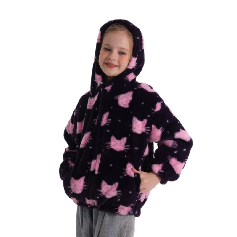 모조 토끼 머리 검은 핑크 고양이