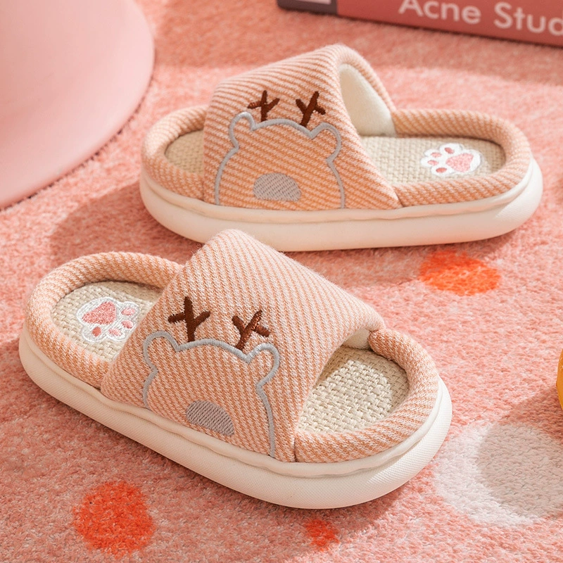 Детские льняные тапочки Xinwang для девочек на весну и осень, домашние сандалии из хлопка и льна на толстой подошве для лета, оптом для мужчин