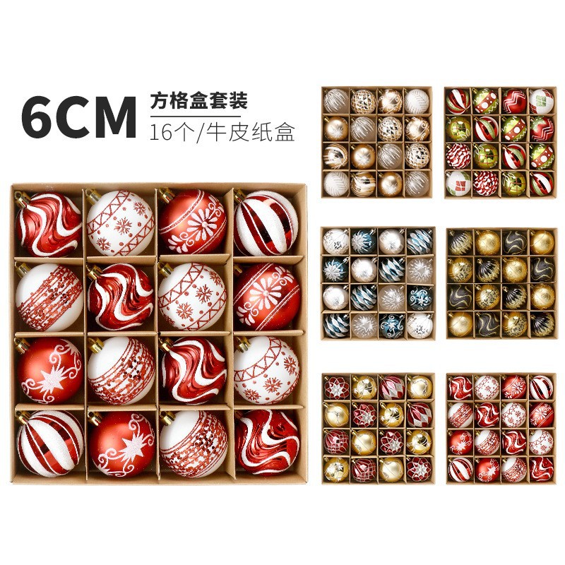 Transfronterizo i nuevo decoración de Navidad 6CM16 juegos de bolas de Navidad pintadas colgantes de árbol de Navidad