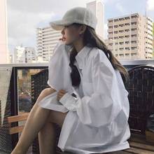 新款韩版bf风长袖白色衬衫上衣女学生休闲宽松防晒衬衣外套女