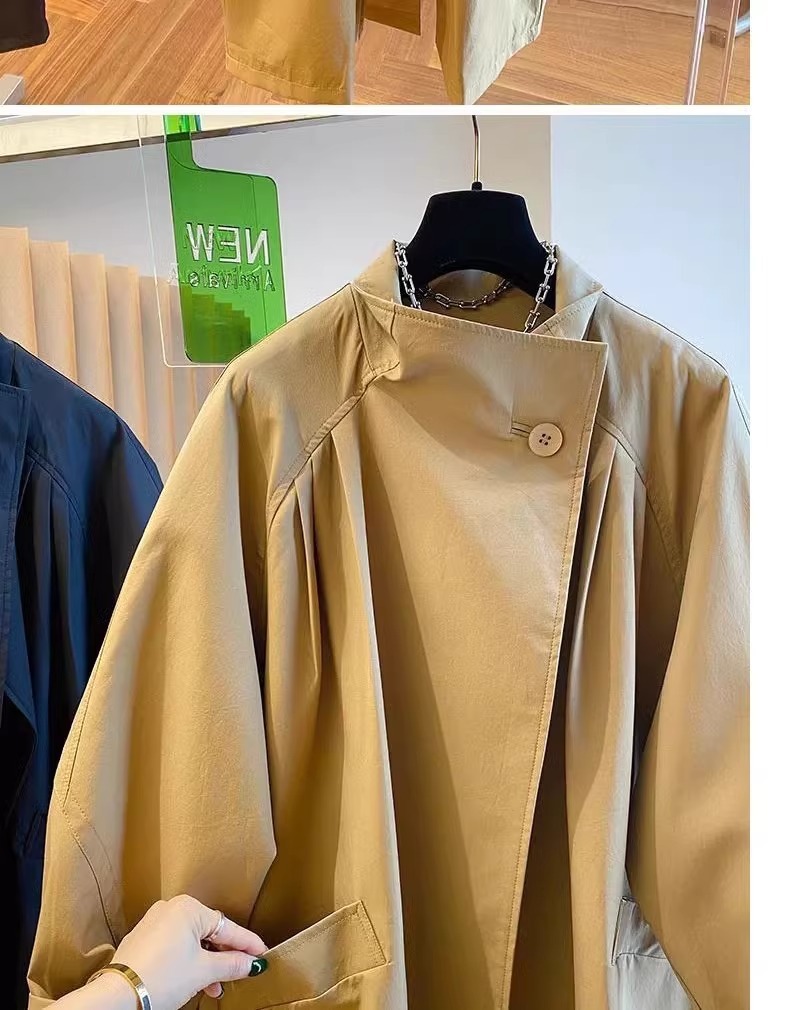 Spring Large Size Women's Clothing Casual Loose Medium And Long Small Trench Coat_ecoleips.com