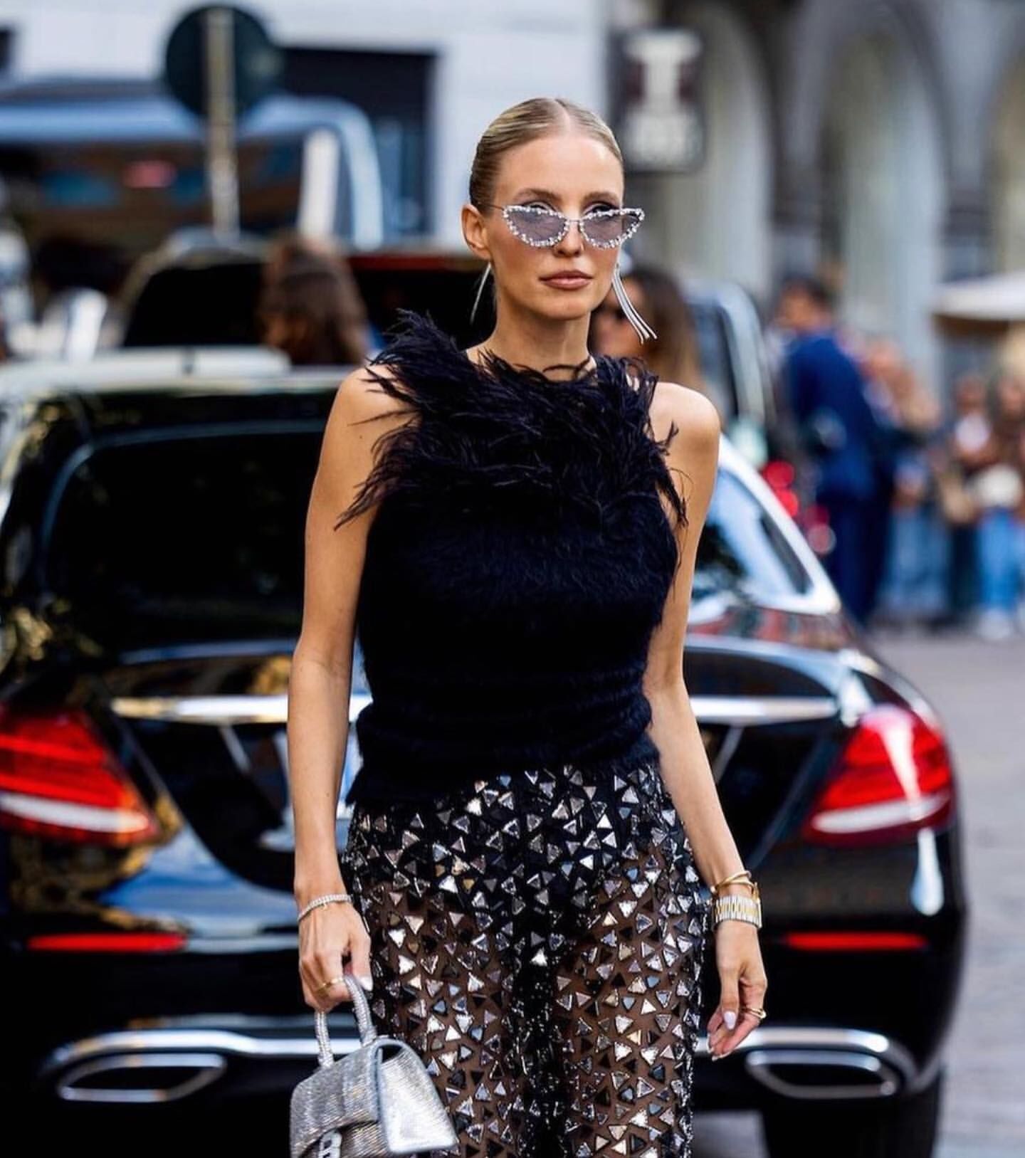 Outdoor, Travel Occasion Hip-Hop Irregular Ac UV400 Protection Cat Eye Rhinestone Full Frame Women's Sunglasses
