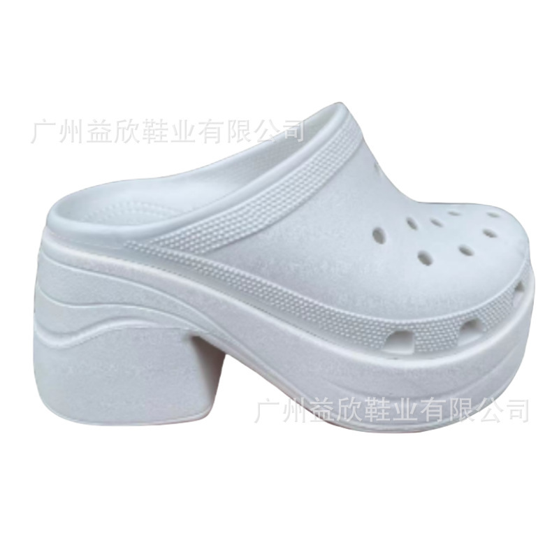 Croc Shoes Mermaid Shoes High Heel Toe Women's Shoes 2025 New Outdoor Slippers Summer Retro Thick Heel Beach Shoes