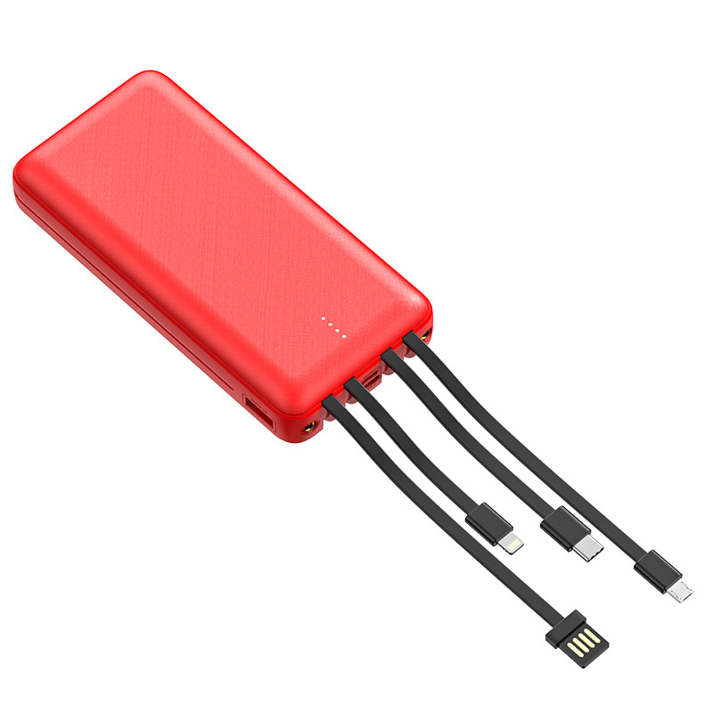 Regalo de impresión de logotipo ultrafino fuente de alimentación móvil compartida 2A carga rápida 20000 mA tesoro de carga auto-cableada Universal