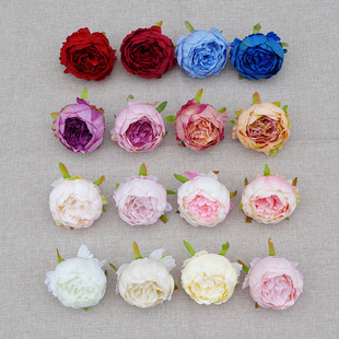 Spot supply of 9cm round peony flower head cross-border wedding floral DIY gift box flower simulation peony flower material